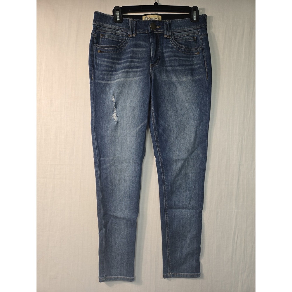 Democracy Skinny Jeans Women's 6 Blue Ab Technology Distressed Stretch Med Wash
